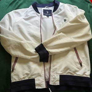 White U.S. Polo Windbreaker w/ Red and Blue Trim